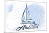 Gulf Shores, Alabama - Sailboat - Blue - Coastal Icon-Lantern Press-Mounted Premium Giclee Print