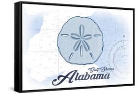 Gulf Shores, Alabama - Sand Dollar - Blue - Coastal Icon-Lantern Press-Framed Stretched Canvas