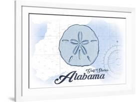 Gulf Shores, Alabama - Sand Dollar - Blue - Coastal Icon-Lantern Press-Framed Art Print