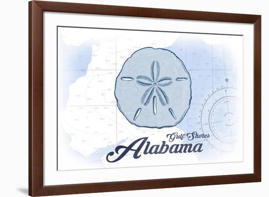 Gulf Shores, Alabama - Sand Dollar - Blue - Coastal Icon-Lantern Press-Framed Premium Giclee Print