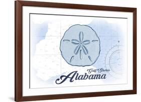 Gulf Shores, Alabama - Sand Dollar - Blue - Coastal Icon-Lantern Press-Framed Premium Giclee Print