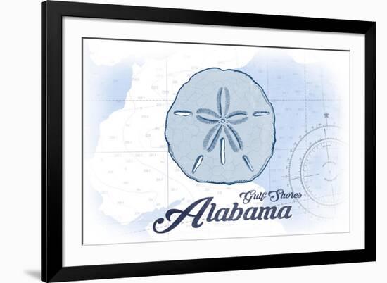 Gulf Shores, Alabama - Sand Dollar - Blue - Coastal Icon-Lantern Press-Framed Premium Giclee Print