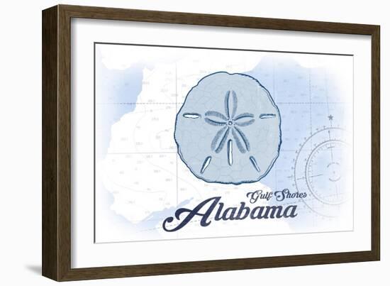 Gulf Shores, Alabama - Sand Dollar - Blue - Coastal Icon-Lantern Press-Framed Art Print