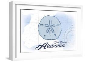 Gulf Shores, Alabama - Sand Dollar - Blue - Coastal Icon-Lantern Press-Framed Art Print