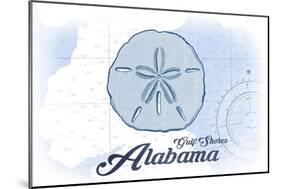 Gulf Shores, Alabama - Sand Dollar - Blue - Coastal Icon-Lantern Press-Mounted Art Print