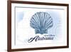 Gulf Shores, Alabama - Scallop Shell - Blue - Coastal Icon-Lantern Press-Framed Art Print