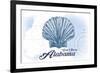 Gulf Shores, Alabama - Scallop Shell - Blue - Coastal Icon-Lantern Press-Framed Art Print