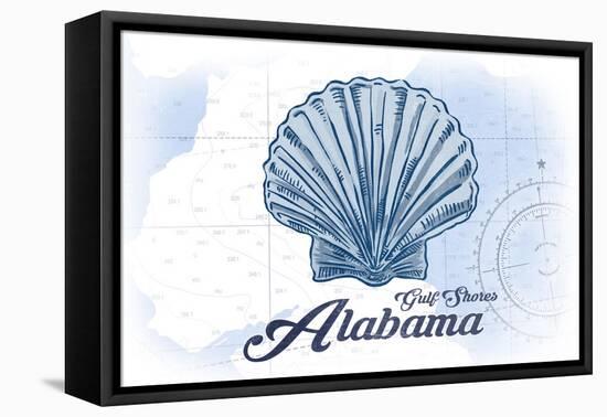 Gulf Shores, Alabama - Scallop Shell - Blue - Coastal Icon-Lantern Press-Framed Stretched Canvas