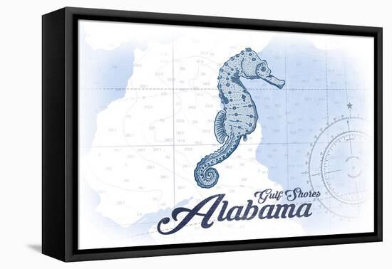 Gulf Shores, Alabama - Seahorse - Blue - Coastal Icon-Lantern Press-Framed Stretched Canvas