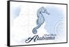 Gulf Shores, Alabama - Seahorse - Blue - Coastal Icon-Lantern Press-Framed Stretched Canvas