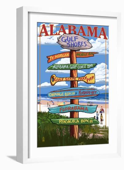 Gulf Shores, Alabama - Sign Destinations-Lantern Press-Framed Art Print