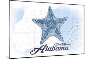 Gulf Shores, Alabama - Starfish - Blue - Coastal Icon-Lantern Press-Mounted Art Print