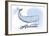 Gulf Shores, Alabama - Whale - Blue - Coastal Icon-Lantern Press-Framed Art Print