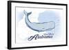 Gulf Shores, Alabama - Whale - Blue - Coastal Icon-Lantern Press-Framed Art Print