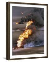 Gulf War 1991 Kuwait Burning Oil Field-Greg Gibson-Framed Premium Photographic Print