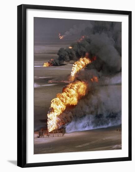 Gulf War 1991 Kuwait Burning Oil Field-Greg Gibson-Framed Premium Photographic Print