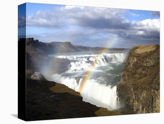 Gullfoss, Europe's Biggest Waterfall, With Rainbow Created From the Falls, Near Reykjavik, Iceland-Lee Frost-Stretched Canvas