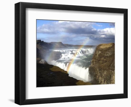 Gullfoss, Europe's Biggest Waterfall, With Rainbow Created From the Falls, Near Reykjavik, Iceland-Lee Frost-Framed Photographic Print