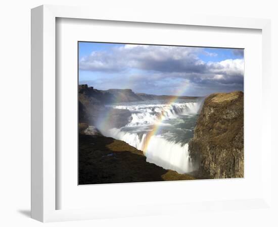 Gullfoss, Europe's Biggest Waterfall, With Rainbow Created From the Falls, Near Reykjavik, Iceland-Lee Frost-Framed Photographic Print