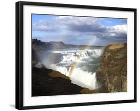 Gullfoss, Europe's Biggest Waterfall, With Rainbow Created From the Falls, Near Reykjavik, Iceland-Lee Frost-Framed Photographic Print