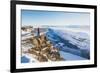 Gullfoss waterfall, Golden Circle, Iceland. Man with red coat admiring the waterfall (MR)-Marco Bottigelli-Framed Photographic Print