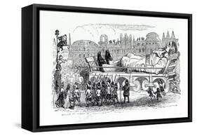 Gulliver Being Transported to the Lilliputian Capital, A-Grandville-Framed Stretched Canvas