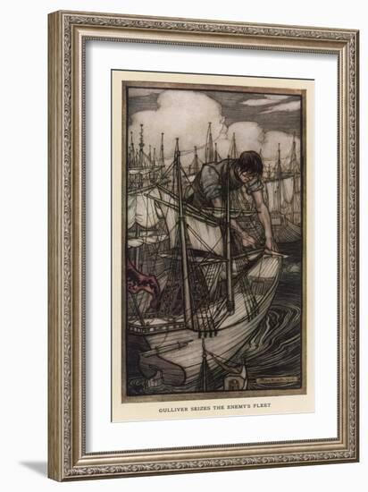 Gulliver, Blefuscudians-Arthur Rackham-Framed Art Print