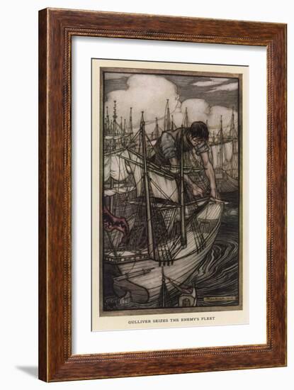 Gulliver, Blefuscudians-Arthur Rackham-Framed Art Print