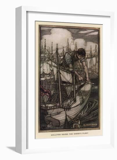 Gulliver, Blefuscudians-Arthur Rackham-Framed Art Print