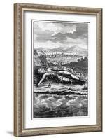 Gulliver Captured by the Lilliputians, Illustration from 'Gulliver's Travels' by Jonathan Swift-English School-Framed Giclee Print