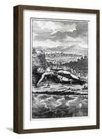 Gulliver Captured by the Lilliputians, Illustration from 'Gulliver's Travels' by Jonathan Swift-English School-Framed Giclee Print