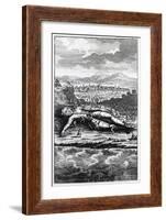 Gulliver Captured by the Lilliputians, Illustration from 'Gulliver's Travels' by Jonathan Swift-English School-Framed Giclee Print