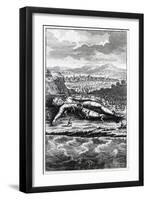 Gulliver Captured by the Lilliputians, Illustration from 'Gulliver's Travels' by Jonathan Swift-English School-Framed Giclee Print