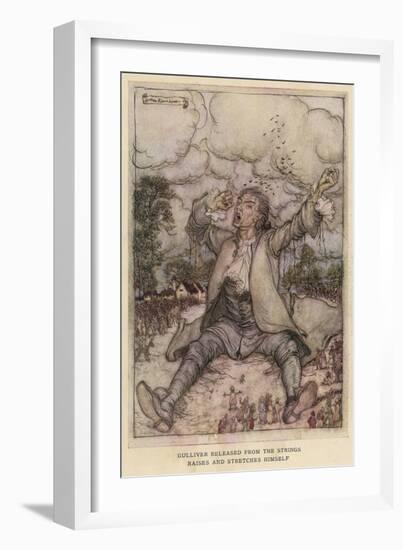 Gulliver in Lilliput-Arthur Rackham-Framed Art Print