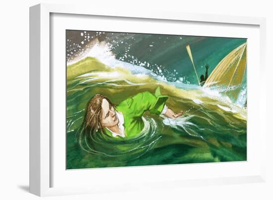 Gulliver Shipwrecked-English School-Framed Giclee Print