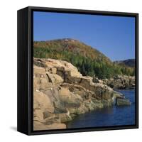 Gulls on Rocks Along the Coastline, in the Acadia National Park, Maine, New England, USA-Roy Rainford-Framed Stretched Canvas