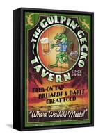 Gulpin' Gecko Tavern - Hawaii-Lantern Press-Framed Stretched Canvas