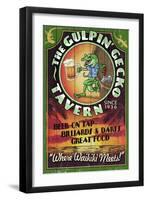 Gulpin' Gecko Tavern - Hawaii-Lantern Press-Framed Art Print