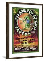 Gulpin' Gecko Tavern - Hawaii-Lantern Press-Framed Art Print