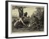 Gumming the Old Canoe, a Sketch in the Canadian Back Woods-null-Framed Giclee Print