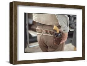 Gun and Holster Belonging to Actor John Wayne During Filming of Western Movie "The Undefeated"-John Dominis-Framed Photographic Print