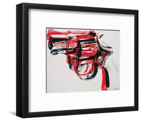 Gun, c.1981-82 (black and red on white)-Andy Warhol-Framed Art Print