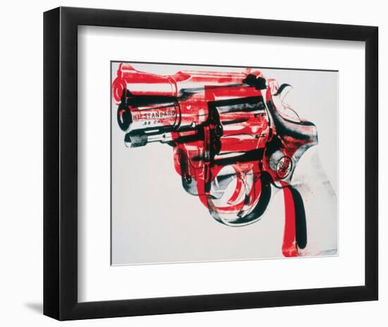 Gun, c.1981-82 (black and red on white)-Andy Warhol-Framed Art Print