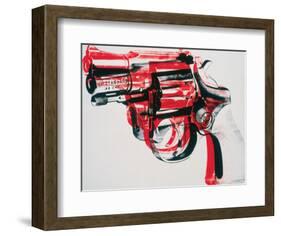 Gun, c.1981-82 (black and red on white)-Andy Warhol-Framed Art Print