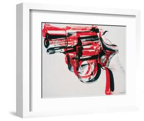 Gun, c.1981-82 (black and red on white)-Andy Warhol-Framed Art Print