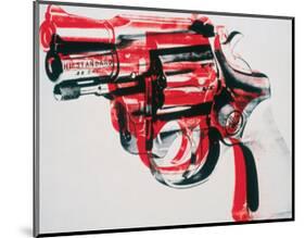 Gun, c.1981-82 (black and red on white)-Andy Warhol-Mounted Art Print