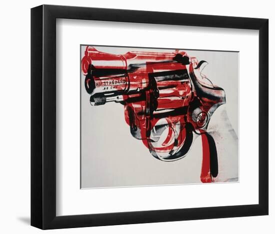 Gun, c.1981-82 (black and red on white)-Andy Warhol-Framed Giclee Print