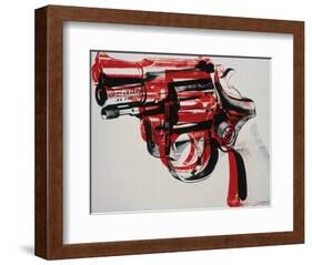 Gun, c.1981-82 (black and red on white)-Andy Warhol-Framed Giclee Print