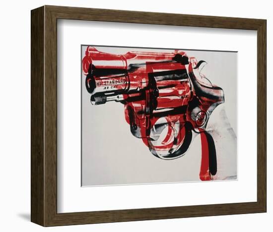 Gun, c.1981-82 (black and red on white)-Andy Warhol-Framed Giclee Print