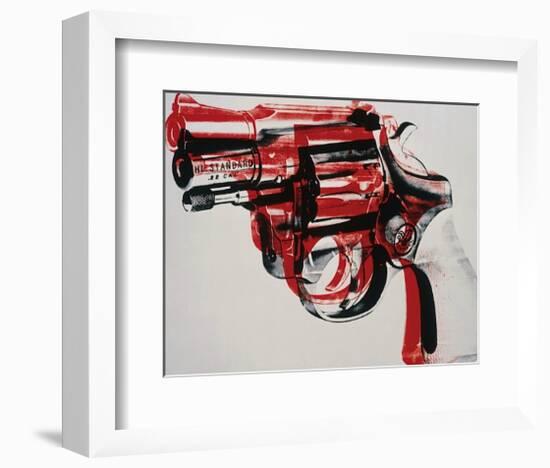 Gun, c.1981-82 (black and red on white)-Andy Warhol-Framed Giclee Print